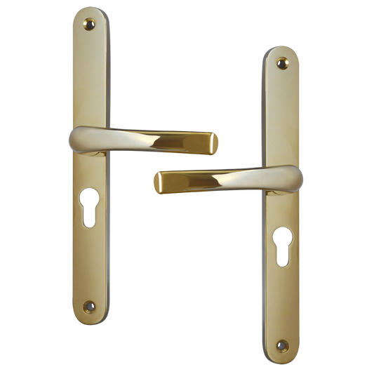 ASEC 48 Lever/Lever UPVC Furniture - 270mm Backplate Gold