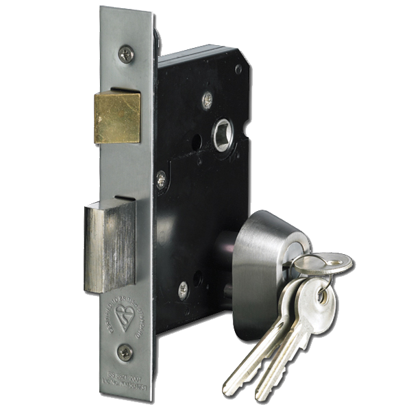 ASEC BS3621 Double Euro Mortice Sashlock 64mm Keyed To Differ - Satin Chrome