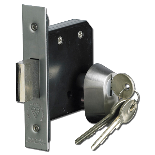 ASEC BS3621 Double Euro Mortice Deadlock 64mm Keyed To Differ - Satin Chrome