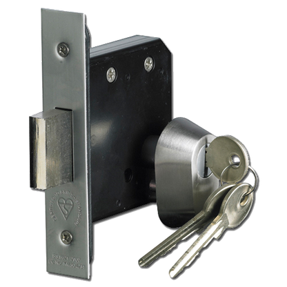 ASEC BS3621 Double Euro Mortice Deadlock 64mm Keyed To Differ - Satin Chrome