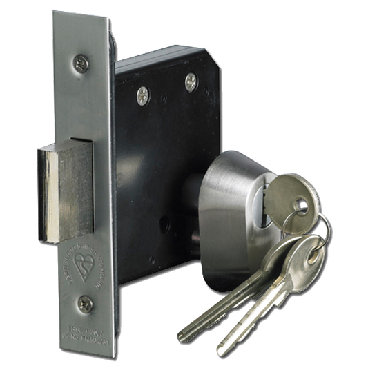 ASEC BS3621 Double Euro Mortice Deadlock 76mm Keyed To Differ - Satin Chrome