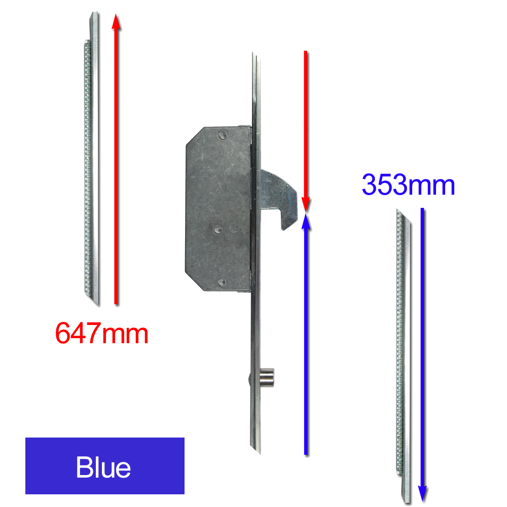 ASEC Modular Repair Lock Locking Point Extensions (UPVC Door) - 2 Hook & 2 Roller Blue Supplied With Keeps