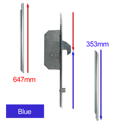 ASEC Modular Repair Lock Locking Point Extensions (UPVC Door) - 2 Hook & 2 Roller Blue Supplied With Keeps