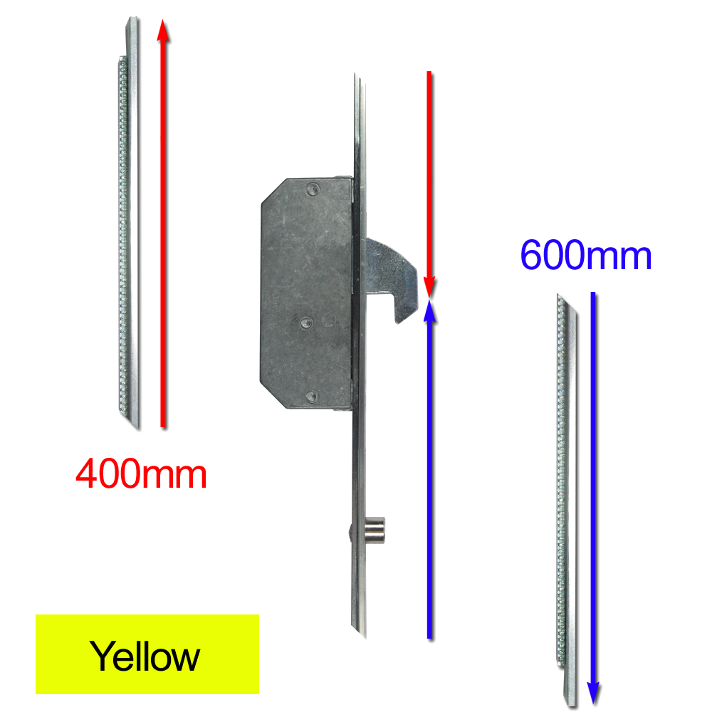 ASEC Modular Repair Lock Locking Point Extensions (UPVC Door) - 2 Hook & 2 Roller Yellow Supplied With Keeps