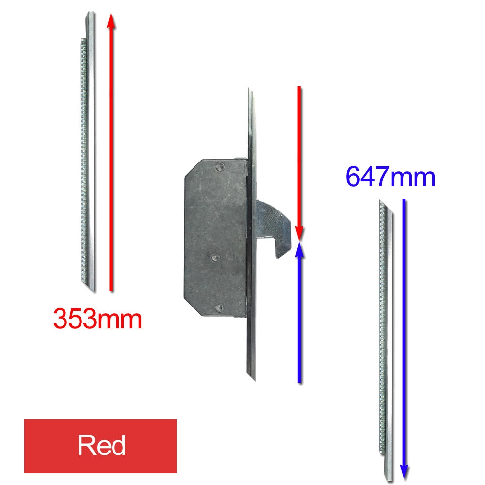 ASEC Modular Repair Lock Locking Point Extensions (UPVC Door) - 2 Hook Red Supplied With Keeps