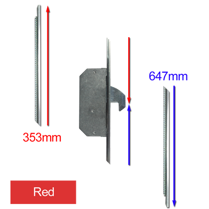 ASEC Modular Repair Lock Locking Point Extensions (UPVC Door) - 2 Hook Red Supplied With Keeps