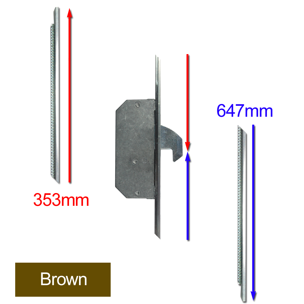 ASEC Modular Repair Lock Locking Point Extensions (Timber Door) - 2 Hook Brown Supplied With Keeps