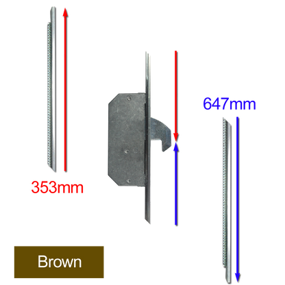 ASEC Modular Repair Lock Locking Point Extensions (Timber Door) - 2 Hook Brown Supplied With Keeps