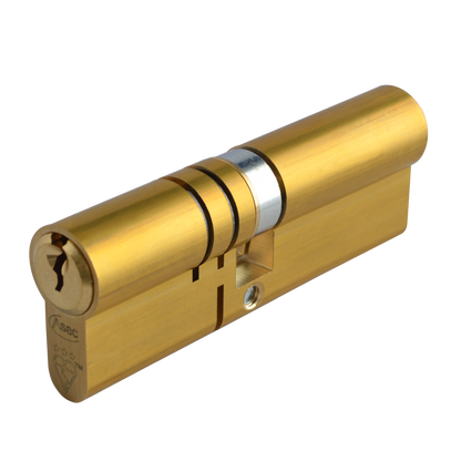 ASEC Kite Elite 3 Star Snap Resistant Double Euro Cylinder 90mm 40Ext/50 35/10/45 Keyed To Differ Pro - Satin Brass