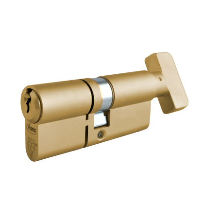 ASEC Kite Elite 3 Star Snap Resistant Euro Key & Turn Cylinder 70mm 35Ext/T35 30/10/30T Keyed To Differ Pro - Satin Brass