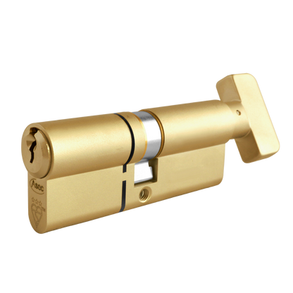 ASEC Kite Elite 3 Star Snap Resistant Euro Key & Turn Cylinder 75mm 35Ext/T40 35/10/30T Keyed To Differ Pro - Satin Brass