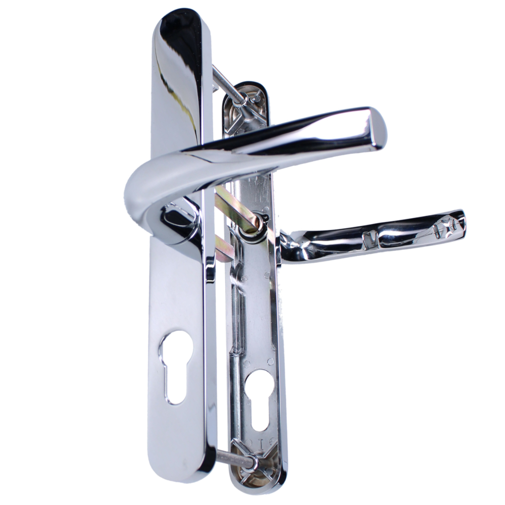 ASEC 92/62 Offset Lever/Lever UPVC Furniture - 240mm Backplate Chrome Plated