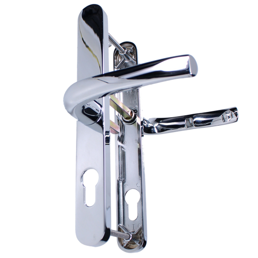 ASEC 92/62 Offset Lever/Lever UPVC Furniture - 240mm Backplate Chrome Plated