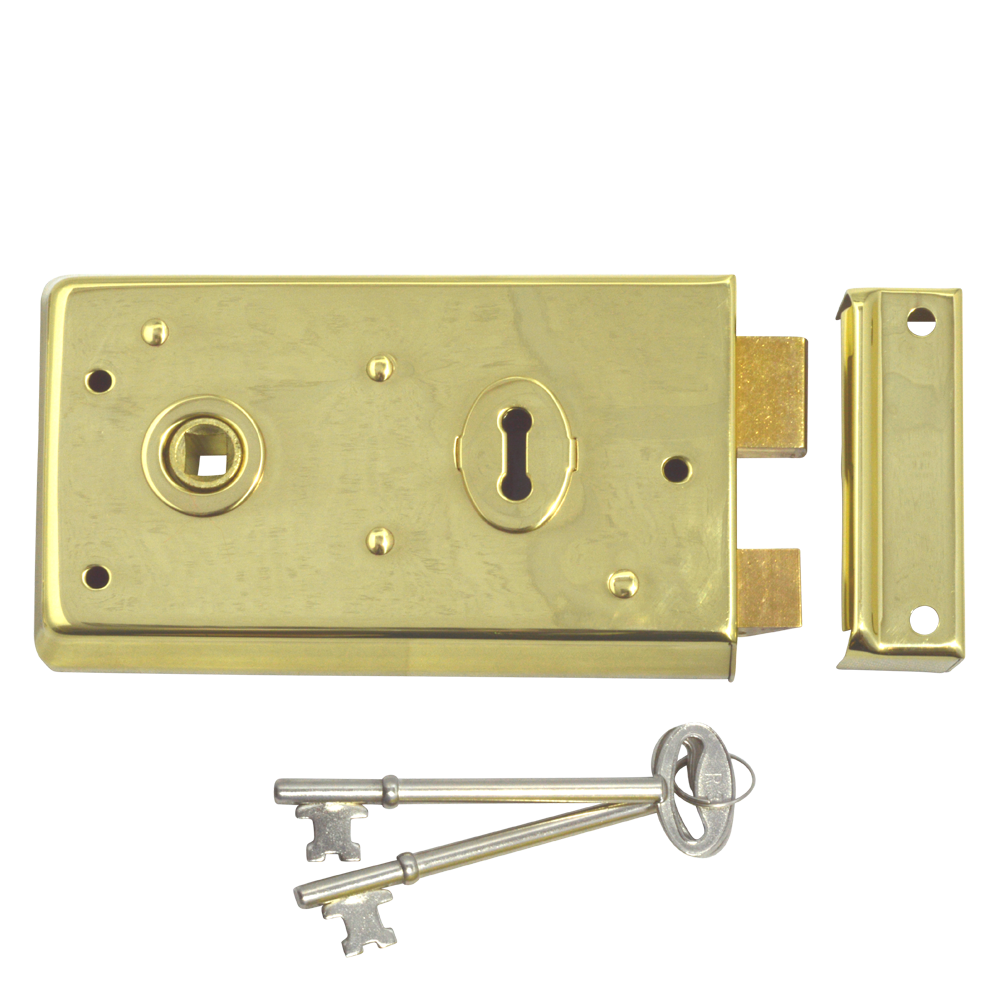 ASEC 1 Lever Double Handed Rimlock - 140mm Brass - Polished Brass