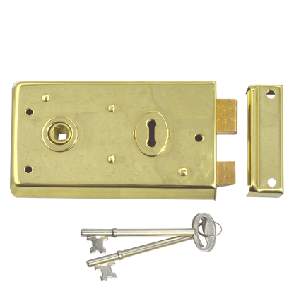 ASEC 1 Lever Double Handed Rimlock - 140mm Brass - Polished Brass