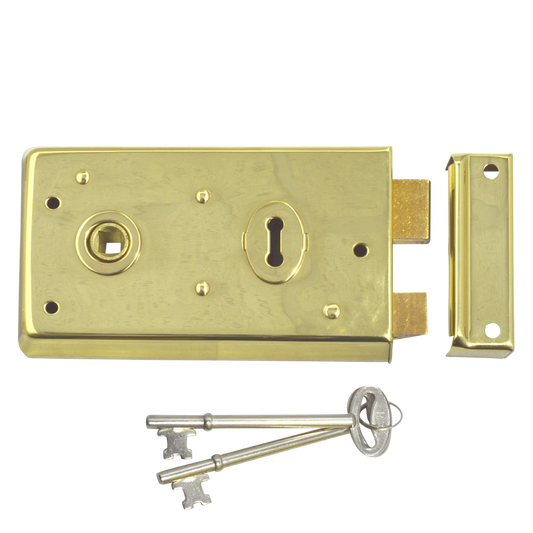 ASEC 1 Lever Double Handed Rimlock - 140mm Brass - Polished Brass