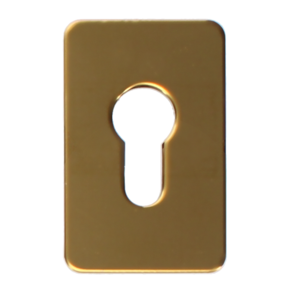 ASEC Self Adhesive 45mm x 70mm Euro Escutcheon Gold Anodised - Gold Anodised Aluminium