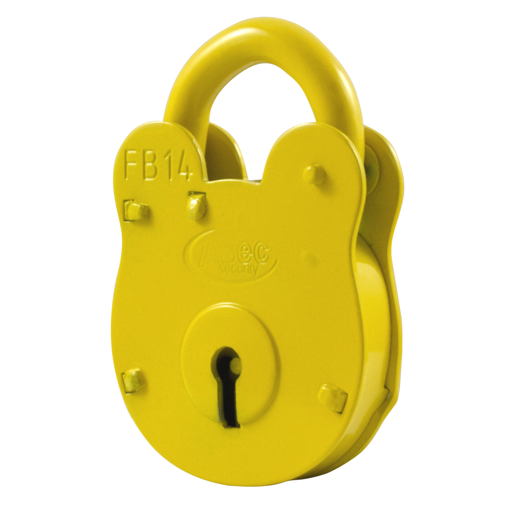 ASEC FB14 4 Lever Old English Padlock FB14 Yellow - Yellow (Powder Coated)