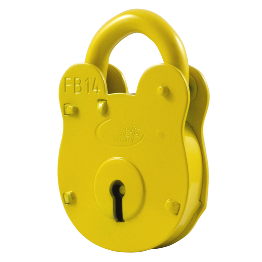 ASEC FB14 4 Lever Old English Padlock FB14 Yellow - Yellow (Powder Coated)