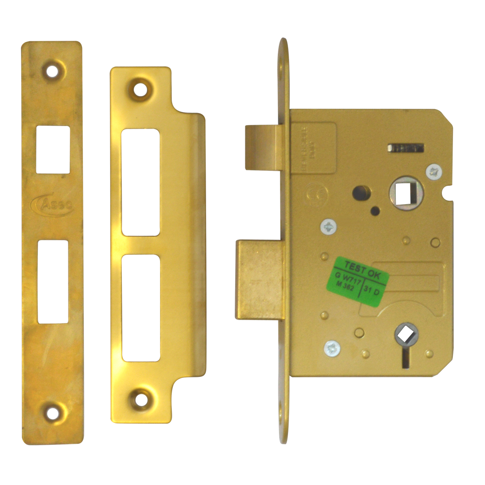 ASEC Mortice Bathroom Lock 64mm - Polished Brass