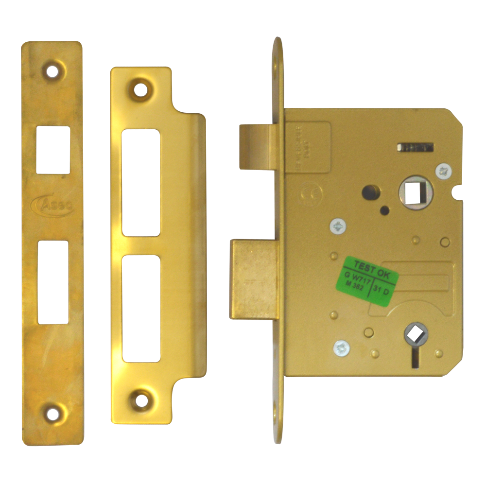 ASEC Mortice Bathroom Lock 76mm - Polished Brass