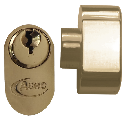 ASEC 5-Pin Oval Key & Turn Cylinder 70mm 35/T35 30/10/T30 Keyed To Differ Pro - Polished Brass