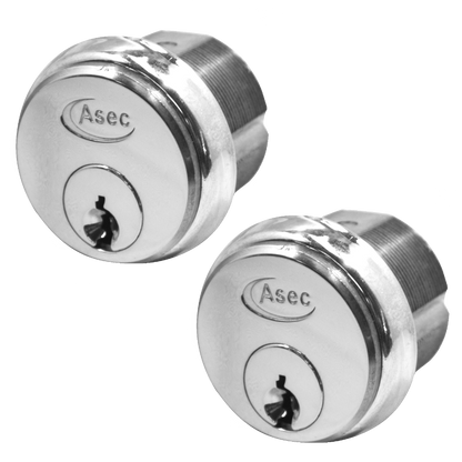 ASEC 5-Pin Screw-In Cylinder Keyed Alike Pair Pro - Satin Chrome