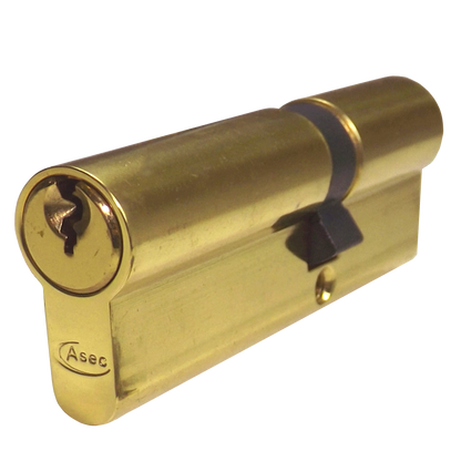 ASEC 6-Pin Euro Double Cylinder 70mm 35/35 30/10/30 Keyed To Differ Pro - Polished Brass