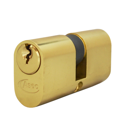 ASEC 6-Pin Oval Double Cylinder 70mm 35/35 30/10/30 Keyed To Differ Pro - Polished Brass