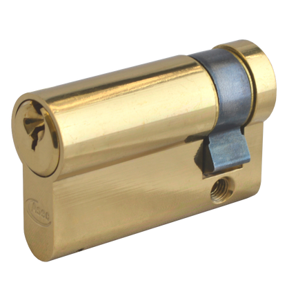 ASEC 6-Pin Euro Half Cylinder 50mm 40/10 Keyed To Differ Pro - Polished Brass