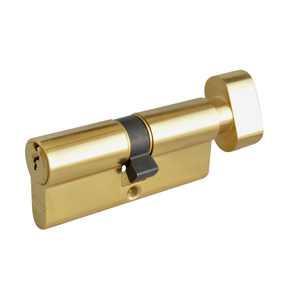 ASEC 6-Pin Euro Key & Turn Cylinder 70mm 35/T35 30/10/T30 Keyed To Differ Pro - Polished Brass