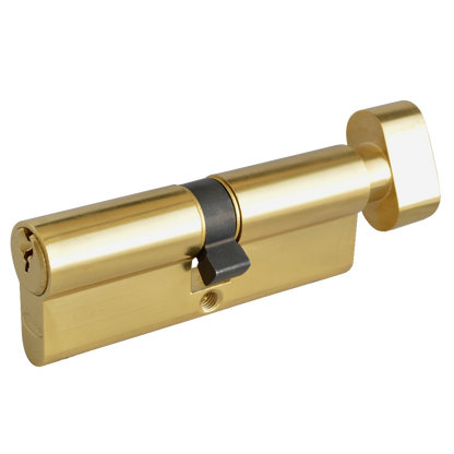 ASEC 6-Pin Euro Key & Turn Cylinder 80mm 40/T40 35/10/T35 Keyed To Differ Pro - Polished Brass