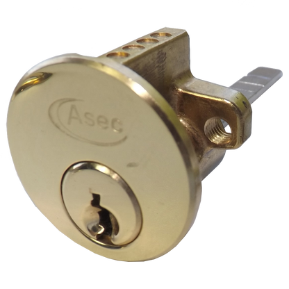 ASEC 6-Pin Rim Cylinder Keyed To Differ Pro - Polished Brass