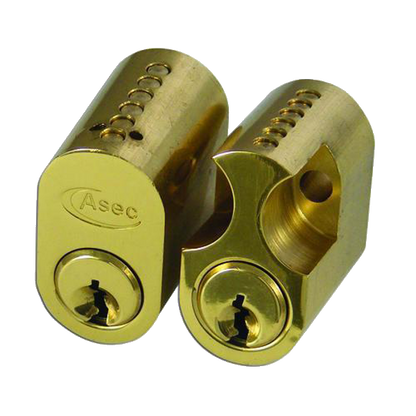 ASEC 6-Pin Scandinavian Oval External / Internal Cylinder Keyed To Differ Pro - Polished Brass