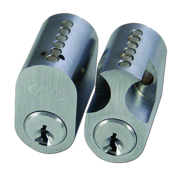 ASEC 6-Pin Scandinavian Oval External / Internal Cylinder Keyed To Differ Pro - Satin Chrome