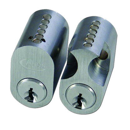 ASEC 6-Pin Scandinavian Oval External / Internal Cylinder Keyed To Differ Pro - Satin Chrome