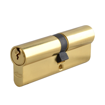 ASEC 5-Pin Euro Double Cylinder 80mm 40/40 35/10/35 Keyed To Differ Pro - Polished Brass