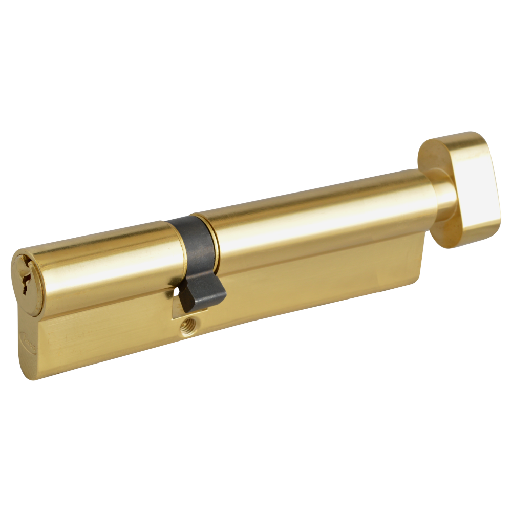 ASEC 6-Pin Euro Key & Turn Cylinder 120mm 45/T75 40/10/T70 Keyed To Differ - Polished Brass