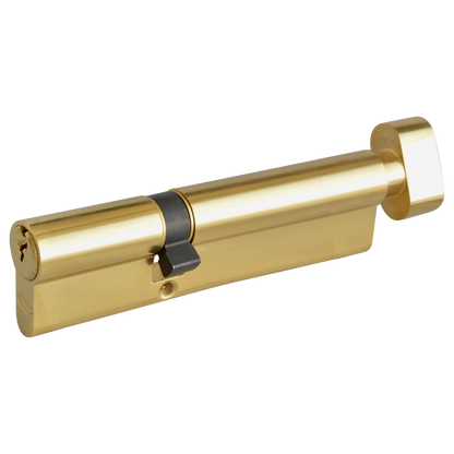 ASEC 6-Pin Euro Key & Turn Cylinder 120mm 45/T75 40/10/T70 Keyed To Differ - Polished Brass