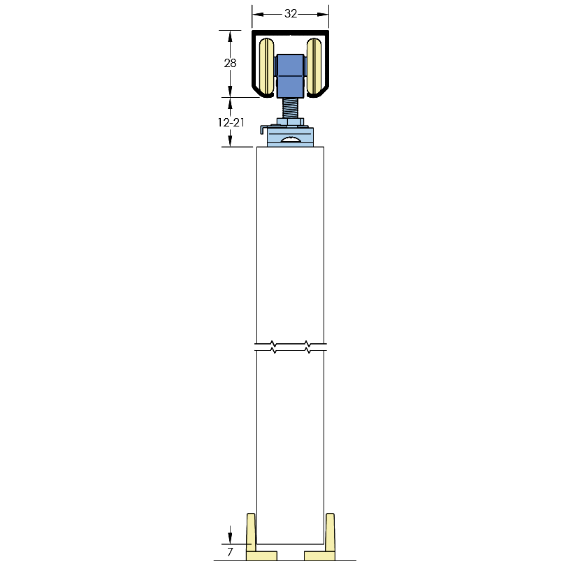 ASEC Single Run Sliding Door Gear 2000mm Up to 60Kg