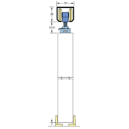 ASEC Single Run Sliding Door Gear 2000mm Up to 60Kg