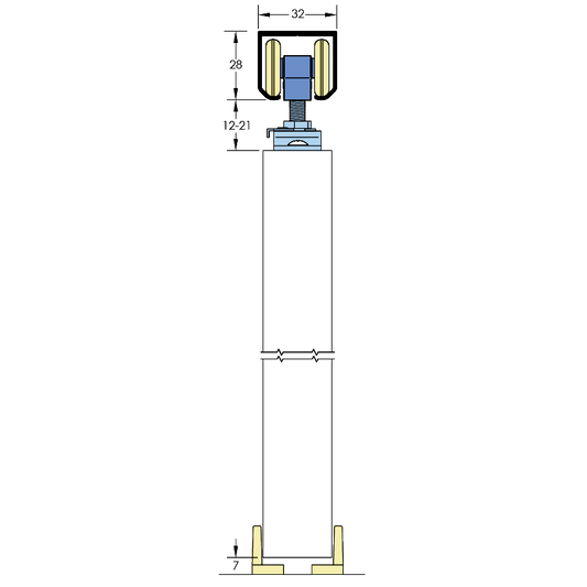 ASEC Single Run Sliding Door Gear 2000mm Up to 60Kg