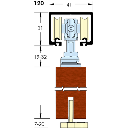 ASEC Single Run Sliding Door Gear 2000mm Up to 120Kg