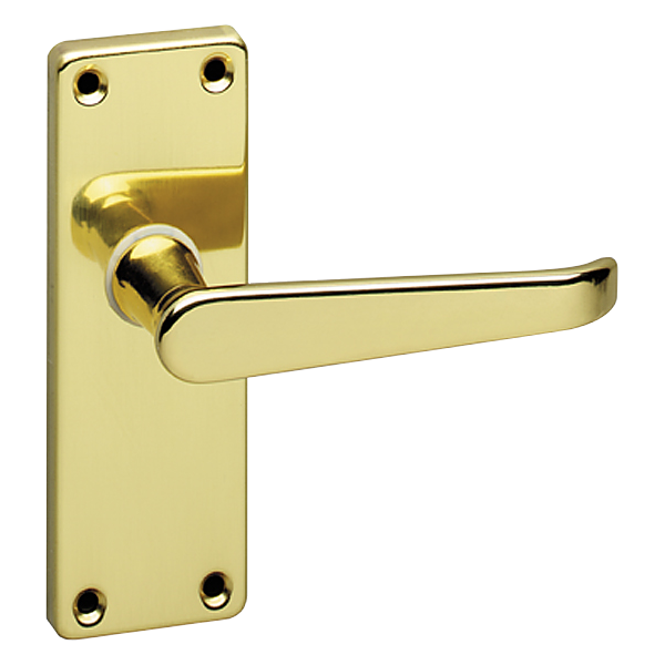 ASEC URBAN Classic Victorian Short Latch Lever on Plate Door Furniture Pro - Polished Brass