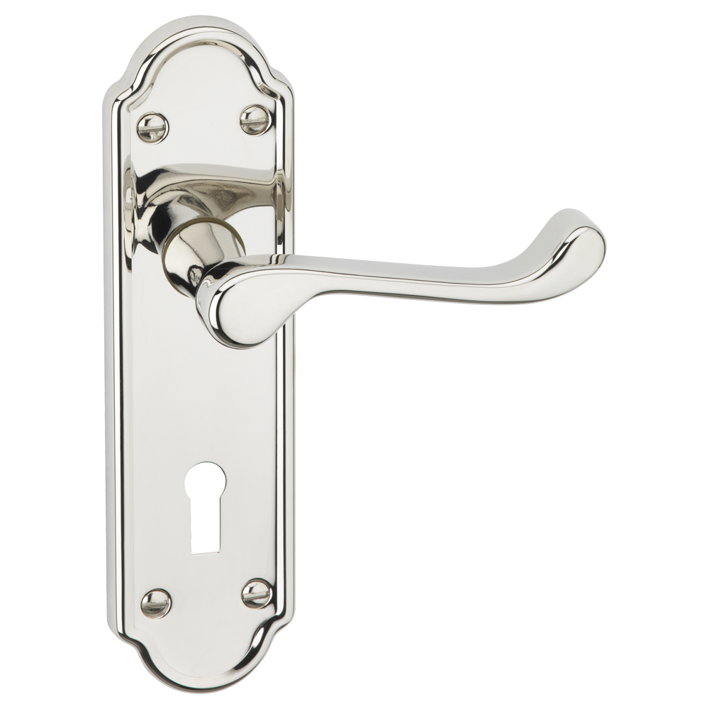 ASEC URBAN San Francisco Lever on Plate Lock Door Furniture Pro - Polished Nickel