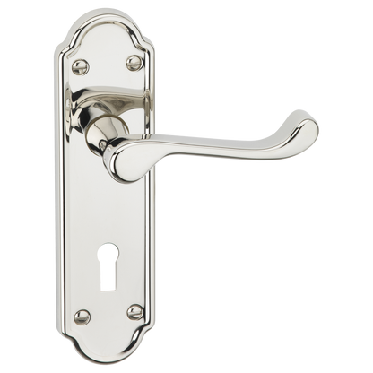 ASEC URBAN San Francisco Lever on Plate Lock Door Furniture Pro - Polished Nickel