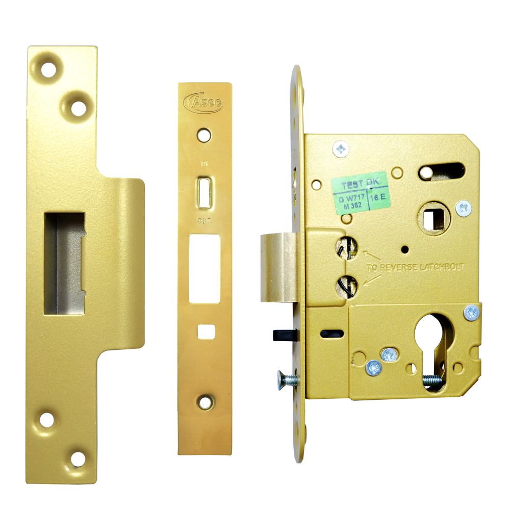 ASEC Euro / Oval Nightlatch Case 76mm - Polished Brass