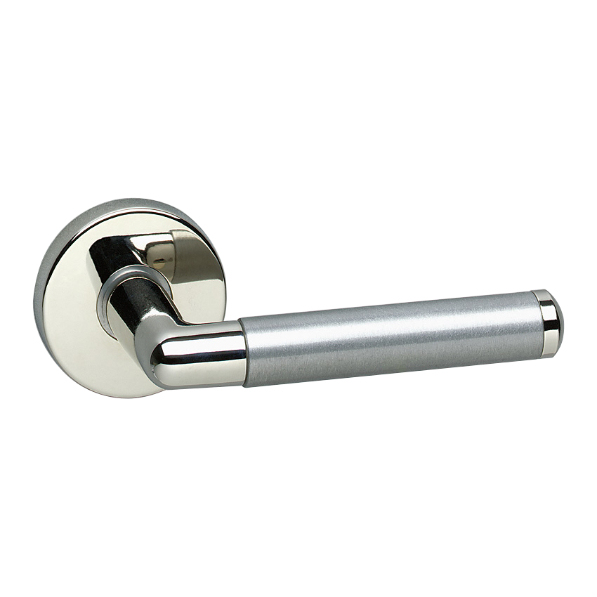 ASEC URBAN Atlanta Lever on Round Rose Door Furniture Polished / Satin Nickel Pro - Chrome Plated & Satin Chrome