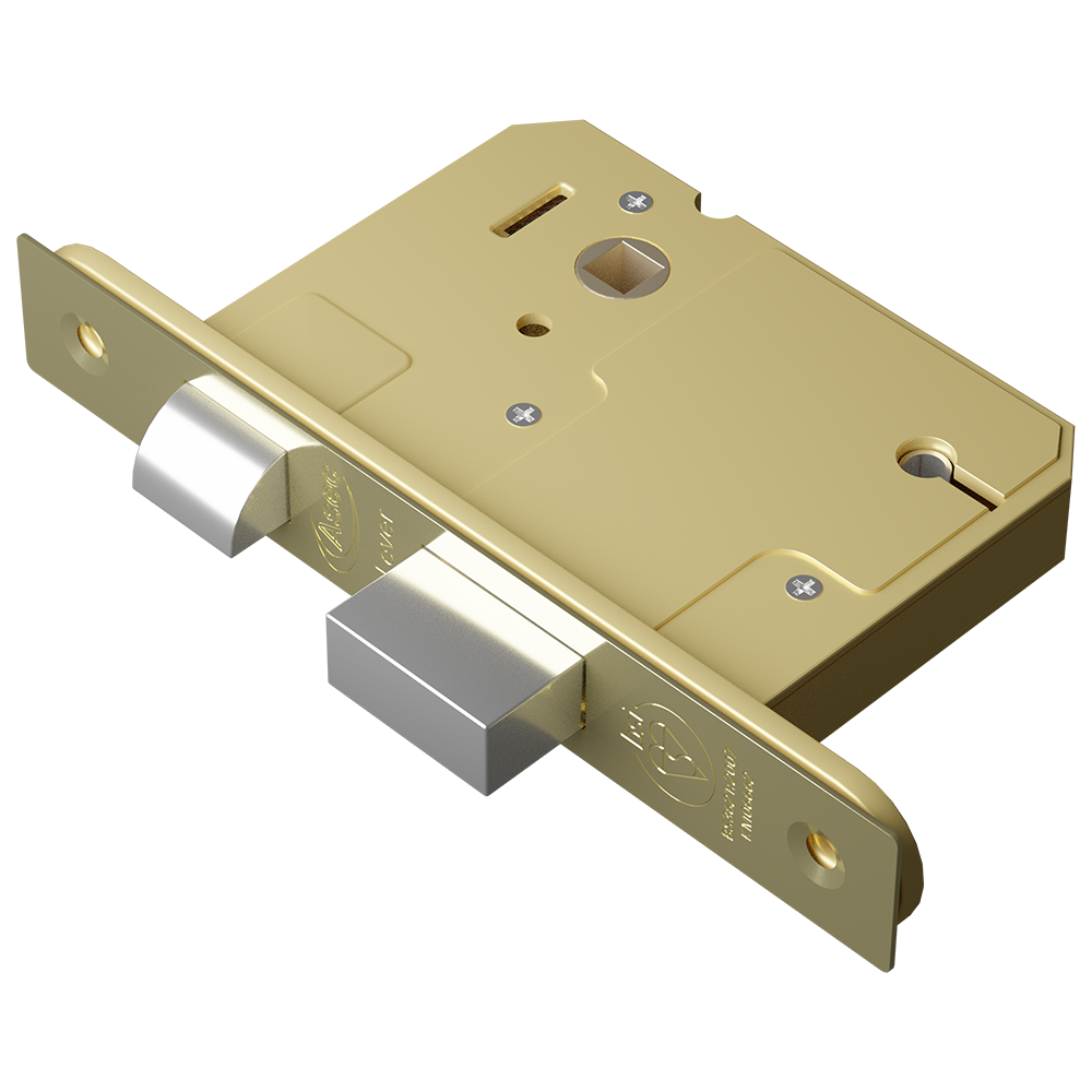 ASEC BS 5 Lever British Standard Sashlock 76mm Keyed To Differ Pro - Polished Brass