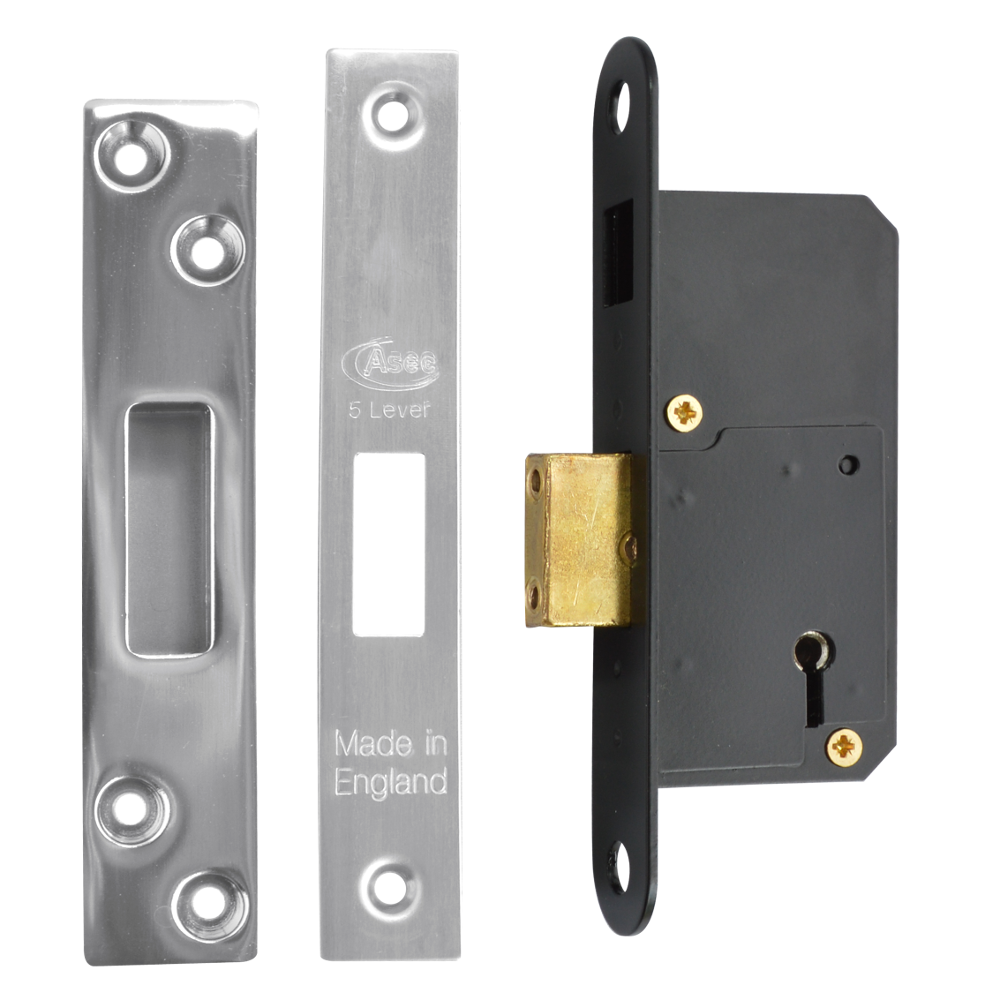 ASEC 50mm 5 Lever Deadlock 50mm Keyed To Differ - Stainless Steel